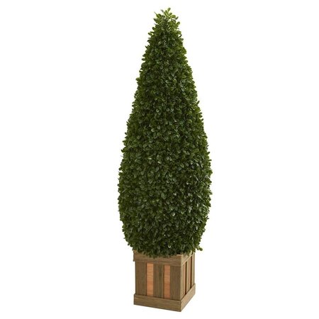 NEARLY NATURALS 5 ft. Boxwood Cone Topiary Artificial Tree with Decorative Planter 5607